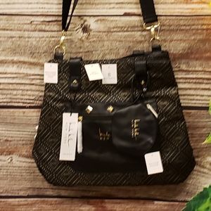 Nicole Miller maternity diaper bag black/gold NWT